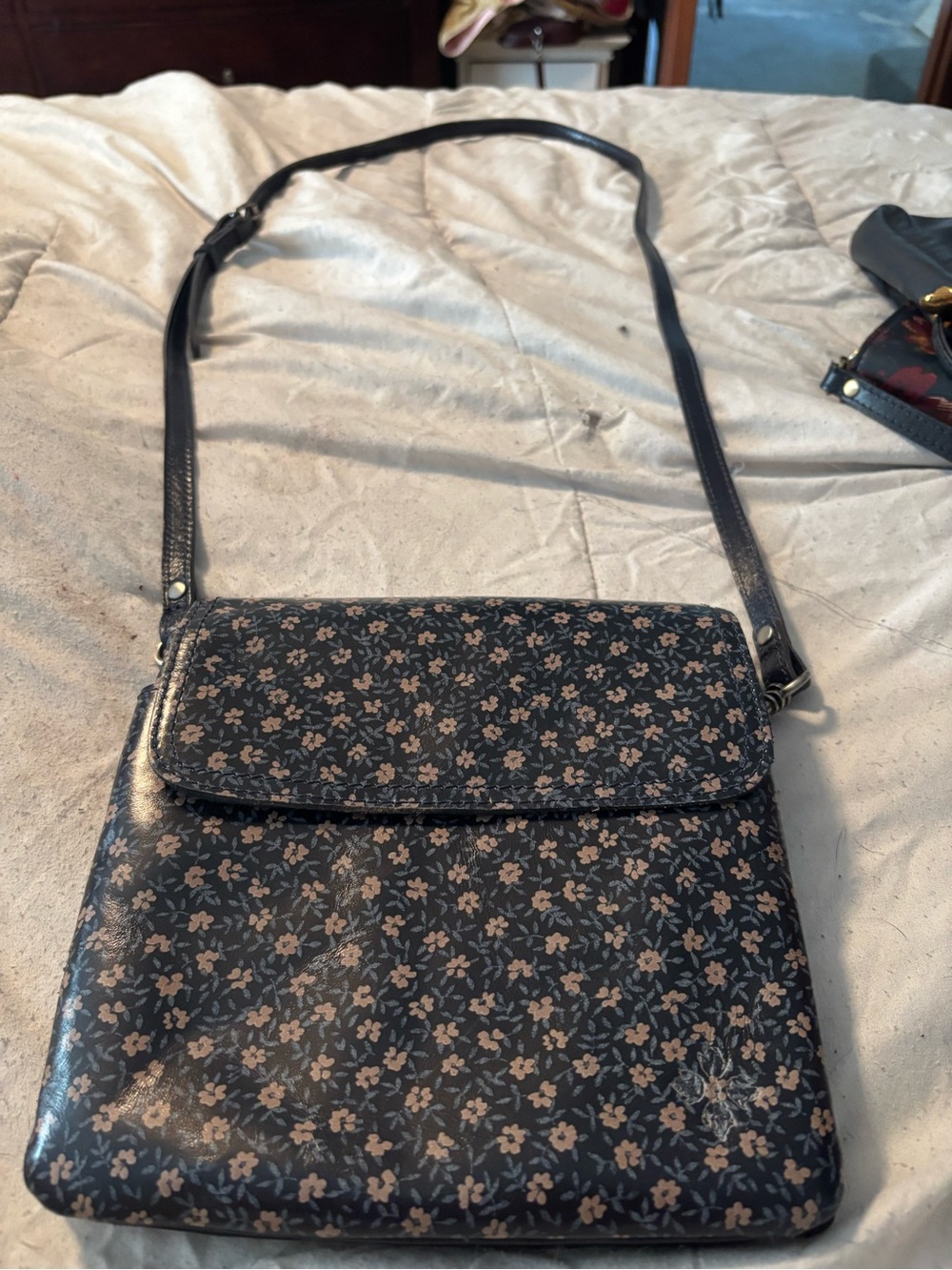 Patricia Nash Navy Floral Crossbody Bag
